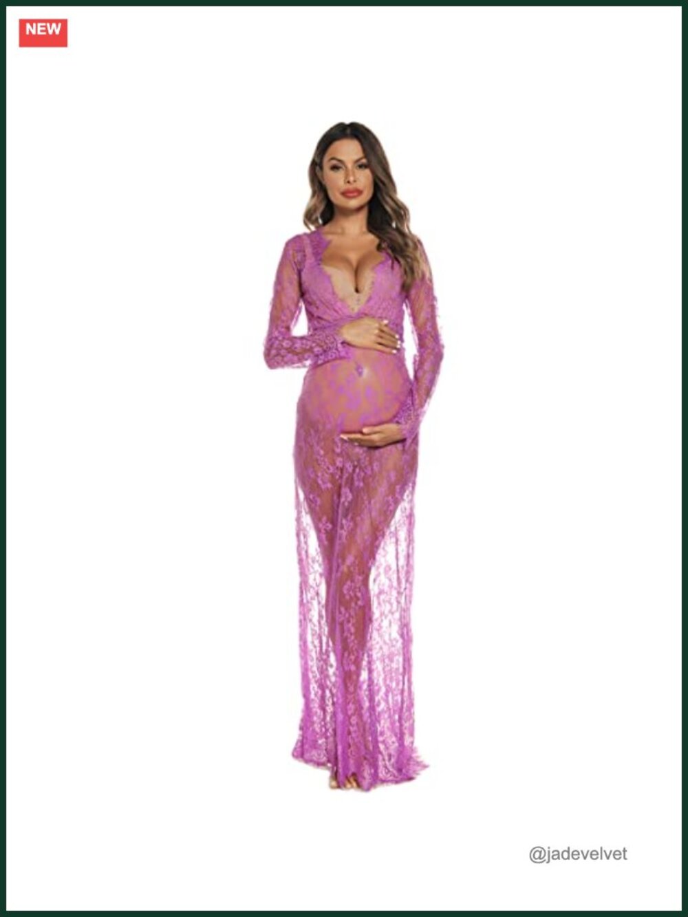 Sheer Lace Maternity Dress for Photoshoot Baby Shower